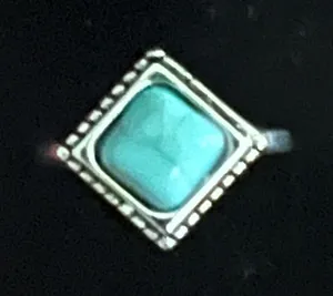 Women’s Stainless Steel Silver Aztec Faux Turquoise Embellished Ring Size 6 thumbnail 1