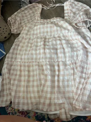 EN SAISON GINGHAM DRESS Size S Tan thumbnail 13