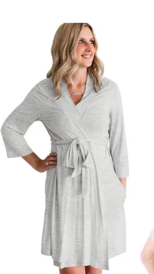 Posh Peanut Mommy Robe in Light Gray Size Small Soft Maternity thumbnail 1