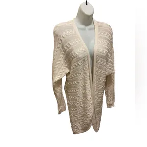 Lauren Ralph Lauren LRL Black Label Ivory Cableknit Open Cardigan Sz L/XL Cozy thumbnail 2