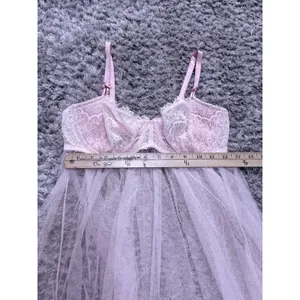 Victoria's Secret Women Bra Light Pink Floral Babydoll Underwired Tulle Size L thumbnail 11