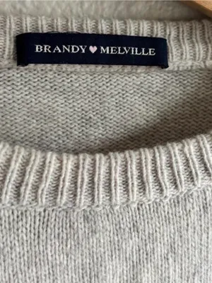 Wool Crewneck Women's Sweater in Light Gray thumbnail 3