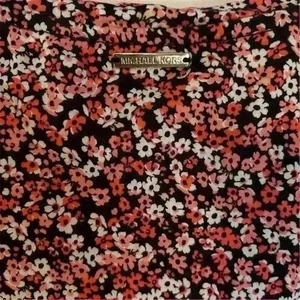Michael Kors Women's Floral Print Blouse S Multicolor Ruffle Peplum Top thumbnail 7