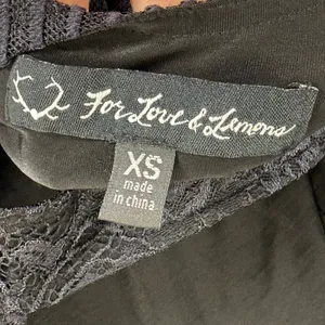For Love & Lemons Black Lace Mini Dress‎ Short Sleeve Scalloped Eyelash Trim XS thumbnail 3