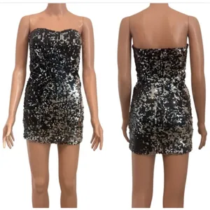 Frederick's of Hollywood XS sequin bodycon strapless mini dress D2 3232 thumbnail 11