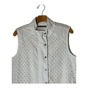 Michael‎ Stars Dress Women Medium White Eyelet Sleeveless Shirt Dress Vest NWT thumbnail 3