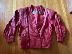 Wilson's Leather True Vintage 1980’s “Cherry Red” Jacket with Square Snaps, Size S thumbnail 1