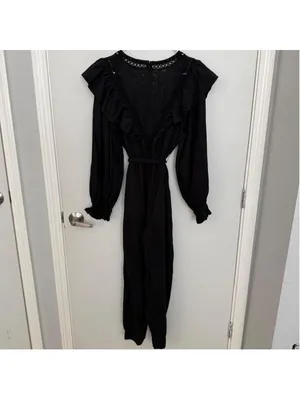 FARM Rio Black Lace & Ruffles Jumpsuit - Size M thumbnail 3