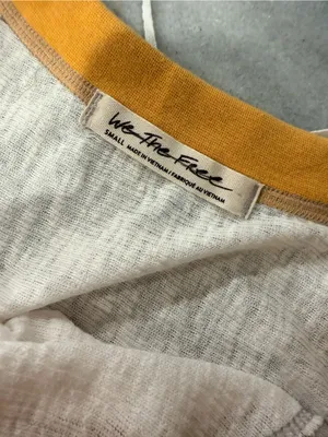 NWOT We The Free Size S Oversized Raglan Long Sleeve Slub Knit Top Gray Cream thumbnail 10