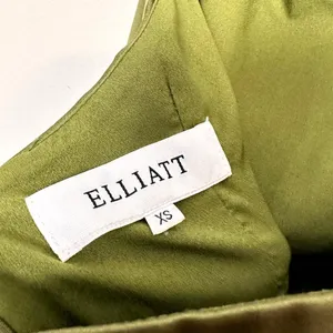 ELLIATT Camo Asymmetric Satin Cocktail Dress in Khaki Size X-Small thumbnail 7