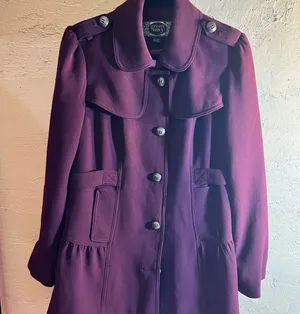 Rich Purple Structured Trench Coat with Military Design and Wide Lapel thumbnail 1