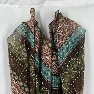 Rabbit Rabbit Rabbit Tribal Boho Printed‎ Chiffon Batwing Asymmetrical Hem Dress thumbnail 9