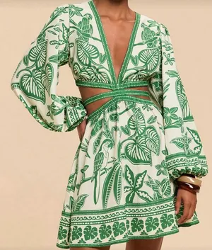 Green Long sleeve mini dress Size XS thumbnail 1