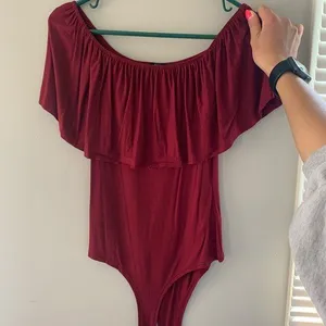 Forever 21 Maroon off the shoulder body suit thumbnail 1