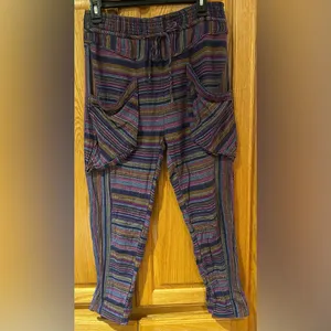 Free People Sweet Escape High‎ Waist Harem Woven Striped Pants Pouch Pockets XS thumbnail 5