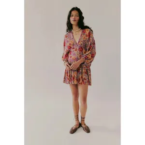 Free People Bohemian Sweet Dreams Mini Dress Lavender Floral Lace Small thumbnail 4