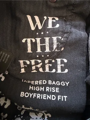 Free People We The Free Tapered Baggy Boyfriend Jeans Black High Rise Size 26 thumbnail 5