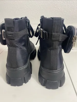 Steve Madden Black Combat Moto Boots with Lace-Up Front Size 8 thumbnail 3