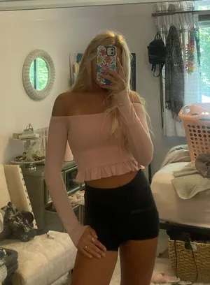 Blush Pink Off The Shoulders Long Sleeve thumbnail 2