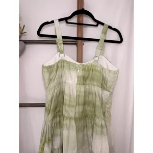 Express Green Tie Dye Ikat Tiered Linen Blend Mini Dress Womens Medium Boho thumbnail 5