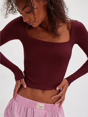 Free People Intimately Clean Lines Long Sleeve in Purple thumbnail 1