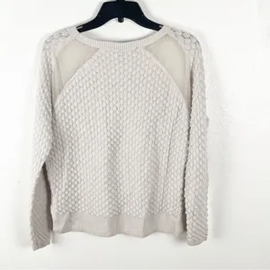 FRENCH CONNECTION Off White Wool Blend Mesh Sleeves Textured Sweater Small thumbnail 2