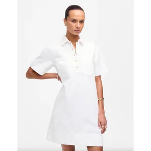 Madewell Denim Popover Dress Shift Pockets Casual Pure White Minimalist S NWT thumbnail 2