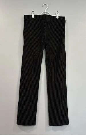 Betabrand Black White Pinstripe Straight Classic Yoga Pants Large L thumbnail 3