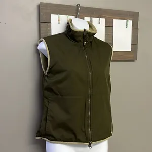 Nike Reversible Olive Tan Two Fabric Mock Neck Two Way Full Zip Up Vest- Small thumbnail 3