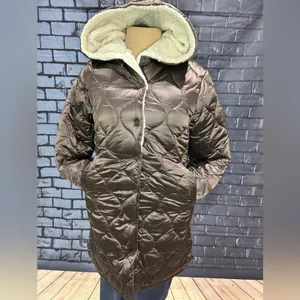 GRAN ORIENTE Woman’s lightweight Jacket w/Faux Fur Lining Hoodie Brown Small thumbnail 2