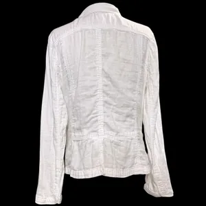 Old Navy L Blazer White Cotton Lightweight Textured Casual Professional Summer‎ thumbnail 2