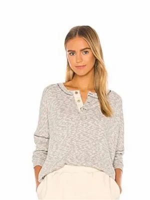 Free People Beach Women's Gray Endless Summer Sleep To Dream Shirt Casual Comfy thumbnail 6