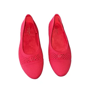NEW Aerosoles Women's Annelie Round Toe Ballet Flats Coral Red Knit Fabric SZ-9 thumbnail 5