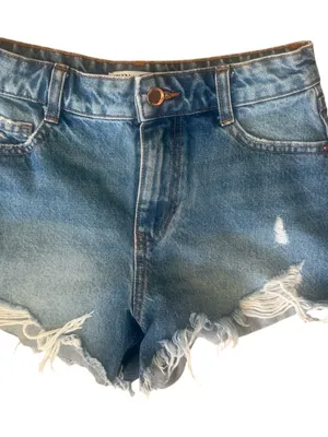 Zara Light Blue Distressed Jean Shorts thumbnail 1