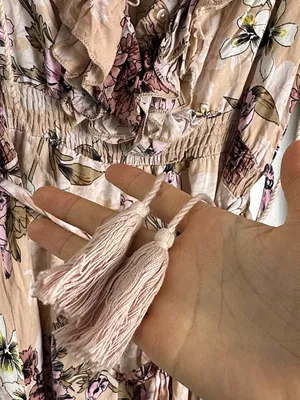 Revolve Jaase Chantal Boho Floral Ruffle Romantic Maxi Dress Peach Pink Handcrafted M thumbnail 12