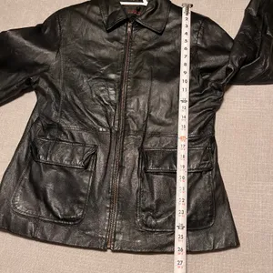 Vintage Mens Black Leather Biker Jacket XL Zip Front‎ Pockets Lined thumbnail 4
