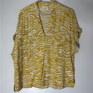 Anthropologie Womens‎ Utility Shirt Yellow Zebra Stripe Amira Short Sleeve Sz S thumbnail 1