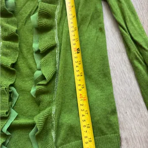 Abercrombie & Fitch Y2K vintage 2000s Green Ruffled Henley sweater kids XL thumbnail 7