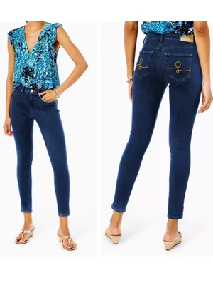 $138 Lilly Pulitzer Eagan High Rise Skinny Jeans in Bennet Wash size 2 thumbnail 2