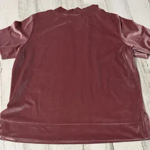 Anthropologie Krisha Mauve Velvet Mock Neck Short Sleeve Top Size Large thumbnail 6