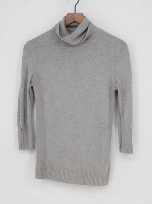 Express Sweater Womens S Design Studio Grey 3/4 Sleeve Turtleneck Excellent thumbnail 1