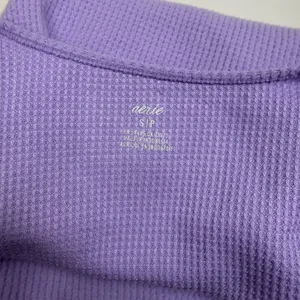 Aerie Waffle Knit Wrap Top Sz S Lavender Thermal Soft Girl Chic Balletcore Lilac thumbnail 4