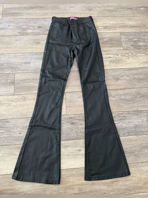 Edikted Faux Black Leather Flare Pants thumbnail 5