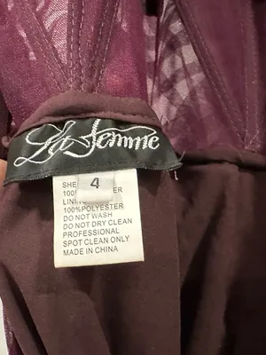 La FEMME 30334 Corset Sheer Bodice Tulle A-Line Gown In Dark Berry 4 FLAW thumbnail 11