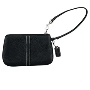 Coach Retro Pebbled Black Leather Wristlet thumbnail 2