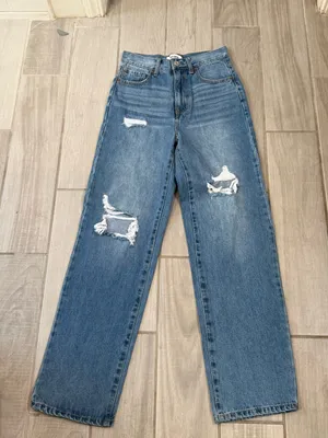 RSQ Medium Blue High-Rise Wide Leg Distressed Jeans thumbnail 3