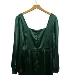Lulus Got The Love Emerald Green Satin Square-Neck Mini Dress size XL thumbnail 7