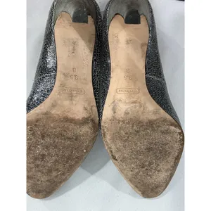 Womans Coach Adina Size 9.5 B Gray Cracked Leather Slip On Stiletto Pumps thumbnail 7