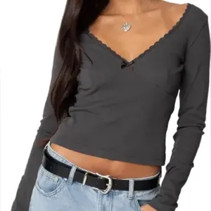 Edikted Adrienne Lace Trim Long Sleeve Jersey Top Size Large thumbnail 1