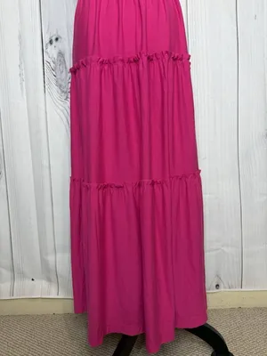 Zenana Sundress Womens Sz Large Pink Knit Smocked Tiered Boho Soft Stretch thumbnail 9